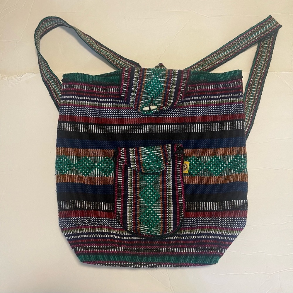 Mr Pinzon Backpack Artesanias Aztec Woven Boho Hippie Multicolored - Picture 11 of 11